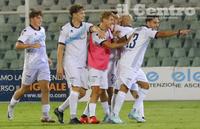 Luca Fabrizi esulta dopo il gol (foto di Giampiero Lattanzio)